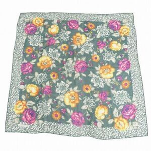 Gianni Versace Flower Leopard Print Silk Scarf Green Size 85 X 85cm (33.46in)